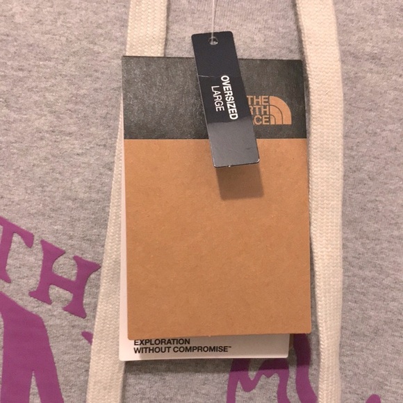 The North Face Gray Mens Medium Hoodie with Purple Logo. Can be Unisex - Picture 3 of 5